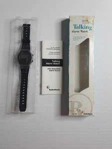 Vintage Radio ShackTalking Digital Alarm Black Watch Wrist Watch 63-5047 New NOS - Picture 1 of 13