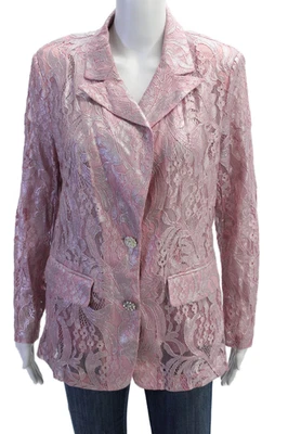 Berek Womens Floral Collared Button Blazer Pink Long Sleeve Size L - Image 1 of 4