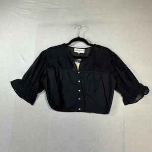 Top para mujer Whimsigoth talla XL negro manga abullonada abotonada corto campesino victoriano - Imagen 1 de 10