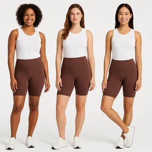 NUEVO Paquete de 3 pantalones cortos de bicicleta de tiro alto Danskin para mujer 7” entrepierna - XXL - marrón rico - Imagen 1 de 7