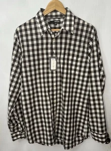 Murano Shirt Men’s Large Brown White Gingham Button Career Casual Preppy NEW - Picture 1 of 8