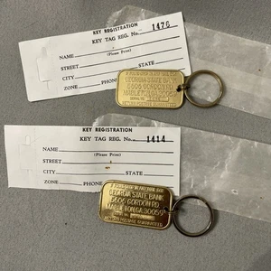2 Georgia State Bank Schlüssel Rückgabe Anhänger & Registrierungskarte Goldbarren Stil Schlüsselanhänger - Bild 1 von 6