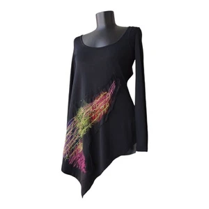 Legatte by Save The Queen Top Long Sleeve Black Silk Blend Vintage Y2K Size M - Picture 1 of 18