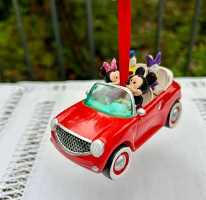 Disney Mickey & Minnie Donald & Daisy Red Car Road Trip Christmas Ornament - Picture 1 of 10