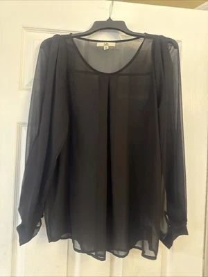 UA Blusa Transparente Festa Coquetel Cruzeiro Natal Tamanho Médio Vestido Top Manga Sino - Imagem 1 de 4