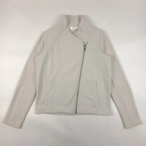 Helmut Lang Jacket Womens Small Beige Asymmetrical Moto Cotton Blend - Picture 1 of 12