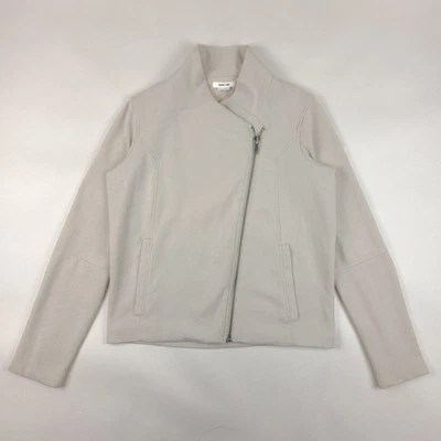 Helmut Lang Jacket Womens Small Beige Asymmetrical Moto Cotton Blend - Image 1 of 4