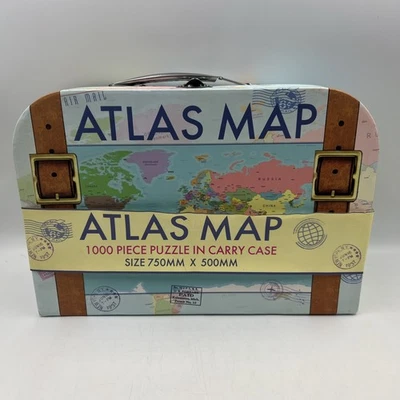World Atlas Map Jigsaw 1000 Piece Puzzle in Carry Case Suitcase Robert Frederick - Image 1 of 4