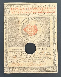 FR. MA-278 May 5, 1780 $1 Massachusetts Colonial Note - OLD OLD MONEY - Picture 1 of 2