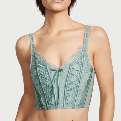 NEW! Victoria's Secret Dream Angels Green Lace Up Corset Size Med - Image 1 of 4