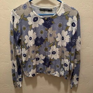 Gudrun Sjoden Women’s Floral Cardigan Sweater Long-Sleeve Organic Cotton Size S - Picture 1 of 8