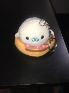 San-X Manegoma Donut W/ White Seal Plush Keychain Super Cute. 3” W x 2.5”T - Picture 1 of 4
