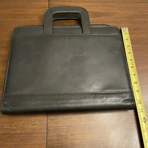 Vintage Monarch Gepäckmappe Aktentasche VERSTECKTE GRIFFE schwarz Leder Reißverschlüsse - Bild 1 von 8