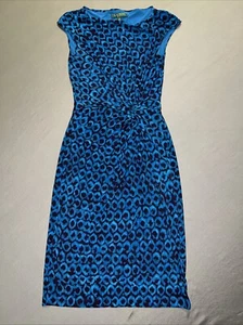 Abito LAUREN RALPH LAUREN Slinky elasticizzato annodato foderato laterale taglia 2 blu -3010 - Foto 1 di 14