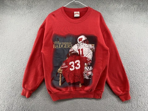 Vintage Wisconsin Badgers Nutmeg Embroidered Crewneck Sweatshirt Size M USA Made Cover