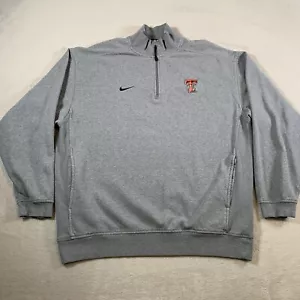 Texas Tech Sweater Mens Large Gray Quarter Zip Cotton Blend Sweatshirt Nike - Picture 1 of 10