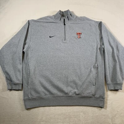 Texas Tech Sweater Mens Large Gray Quarter Zip Cotton Blend Sweatshirt Nike - Image 1 of 4