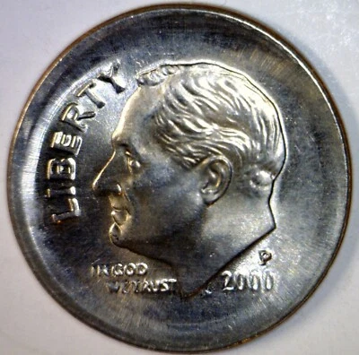 2000 ERROR HUGE Broad Struck Roosevelt Dime GEM BU Coin Brd Strike BIGGER THN 1c - Image 1 of 4