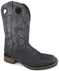 Smoky Men Duke Distress Leather Cowboy Boot,Black/Black Distress