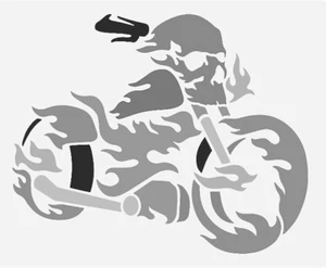 8"x9.5" Clear Plastic Stencil - Skull Motorcycle (RO406)----- - Picture 1 of 2