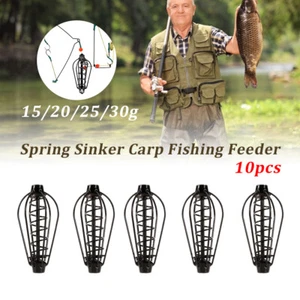 10pcs Spring Sinker Carp Fishing Feeder 6 Wire Swim Feeders Fishing Tackle Tool - Picture 1 of 16
