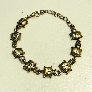 Brazalete Tobillera Joyería Insectos 7"-8.25" Tono Dorado Mate Dama Insecto NUEVO Corea - Imagen 1 de 10