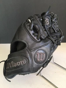 Wilson A1K Black Leather Baseball Glove RHT 0BB41788 11/14" - Picture 1 of 8