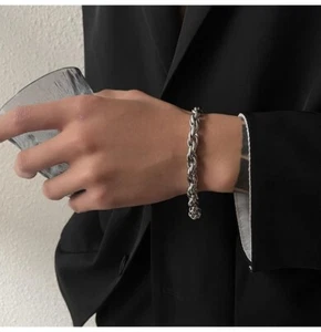 NEW 7mm Pure Titanium Ti Twist Chain Bracelet Men Women 8 inches Anti-Allergy - Picture 1 of 15