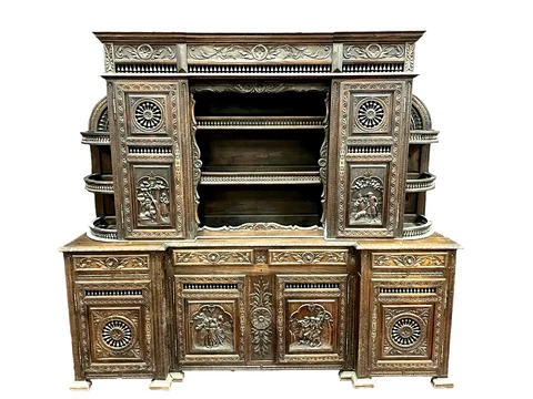 Antique Hutch, Brittany, Breton, Carved Oak, Display, Storage, 19th C.,  1800s!! Cover