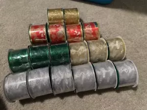 Christmas Holiday Ribbon 162 feet Varity 18 rolls 9ft each TX - Picture 1 of 7
