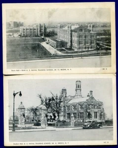 2 US NAVAL Training School Bronx New York Military Davis Student Hall Postcards - Picture 1 of 2