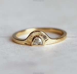 Anello di fidanzamento diamanti fascia bohémien fine anniversario diamante oro giallo 14k diamante - Foto 1 di 4