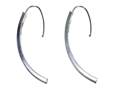 14k White Gold Designer Signed Long Statement Dangle Earrings  - Image 1 of 4