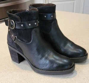Born Derica Boots Womens 8M Leather Black Heel Booties Studded Heeled BR0015203 - Picture 1 of 12