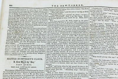 1840 THE NEW-YORKER Dec 26 Charles Dickens MASTER HUMPHREY'S CLOCK 1st American - Image 1 of 4