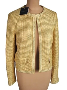 Nueva con etiquetas Chaqueta Blazer Tejida Oro Brillante Micro Lentejuela Talla 6 $1595 - Imagen 1 de 7