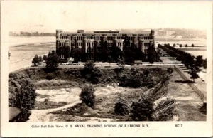 RPPC Gillet Hall-Side View US Naval Training School Bronx NY 1944 US Navy Cancel - Picture 1 of 2