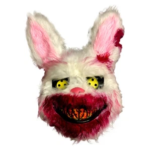 Halloween Scary Mask Rabbit Bunny Mask Bloody Plush Animal Head Mask Props - Picture 1 of 12
