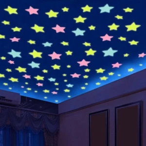 100PC Kids Bedroom Fluorescent Glow In The Dark Stars Glow Wall Stickers - Picture 1 of 12