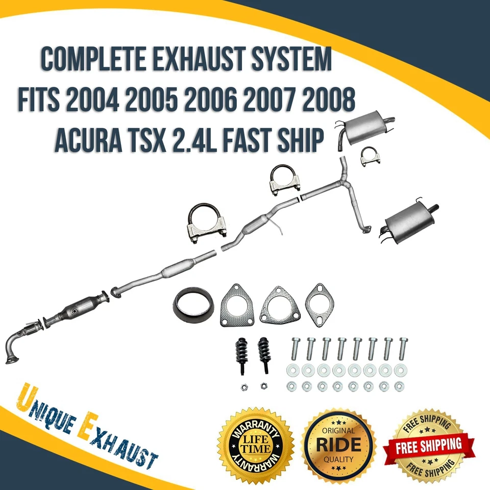 Sistema de exaustão completo compatível com 2004 2005 2006 2007 2008 Acura TSX 2.4L envio rápido - Imagem 1 de 4