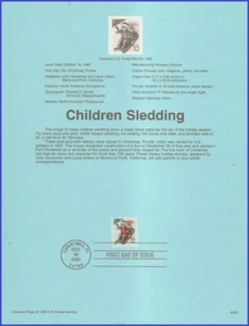 USA8 #3013 U/A SOUVENIR PAGE FDC   Children Sledding - Picture 1 of 1
