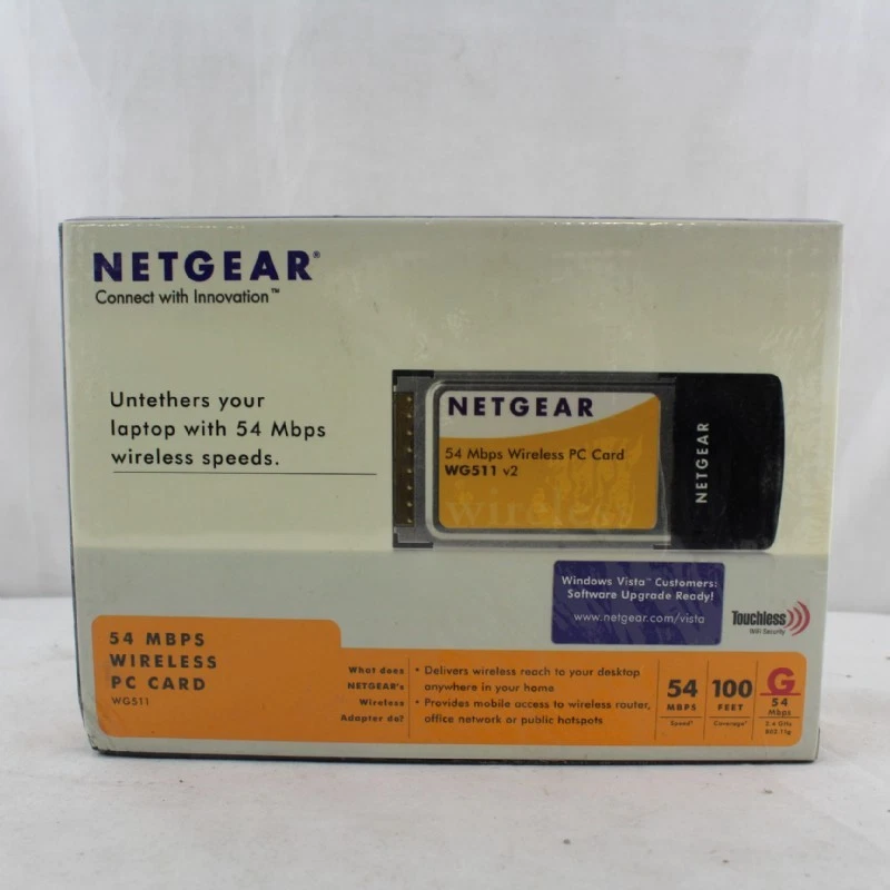 New in Package Netgear wg511vcna 54 MBPS Wireless G PC Card Wifi Network - Image 1 of 4