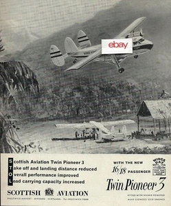  BORNEO AIRWAY SCOTTISH AVIATION TWIN PIONEER 3 1960 #VS-GAE INFLIGHT ARTWORK AD - Bild 1 von 1