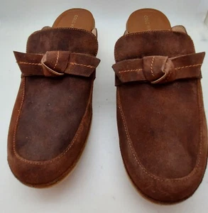 Women Cole Haan Bow Clogs size 10B brown suede PREOWNED - Picture 1 of 6