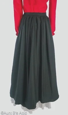 Victorian Style Long Full Black Polyester Side Zip Historical Costume Skirt - Image 1 of 4