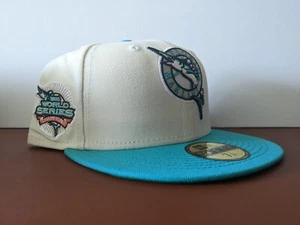 Sneakertown 59FIFTY Florida Marlins 2005 World Series White Dome Chrome 7 3/8 - Picture 1 of 6
