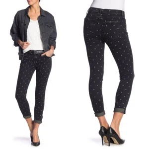 Current/Elliott Black Polka Dot Easy Stiletto with Rolled Hem Jean Size 29 - Picture 1 of 11