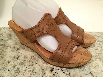Sandalias Jack Rogers Emilia Slides Cuero Plataforma Cuña Corcho Marrón Coñac 11 M Foto 1 de 4