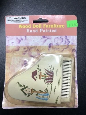 VTG NOS Hand Painted Dollhouse Piano Wood Doll Furniture Cottage Bird House RARE - Image 1 of 3