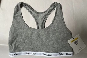 NWT CALVIN KLEIN UNLINED RACERBACK GRAY BRA QP1036X MEDIUM $24 - Picture 1 of 2